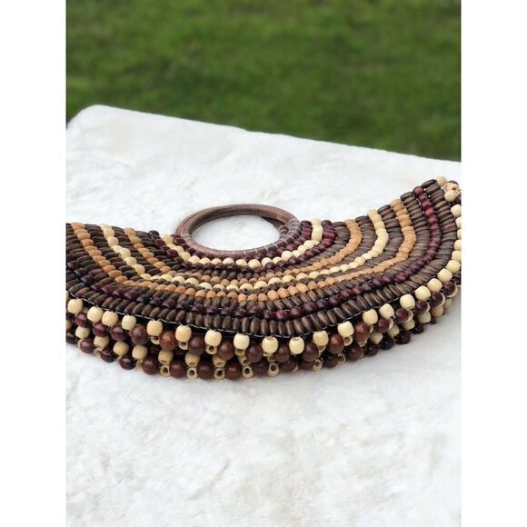 Inc Beaded Tote Multicolor Handbag Brown Beads - Picture 3 of 4